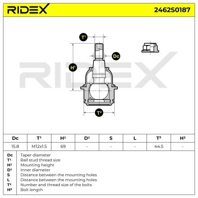 Ball Joint RIDEX 2462S0187 2462S0187 - photo 6