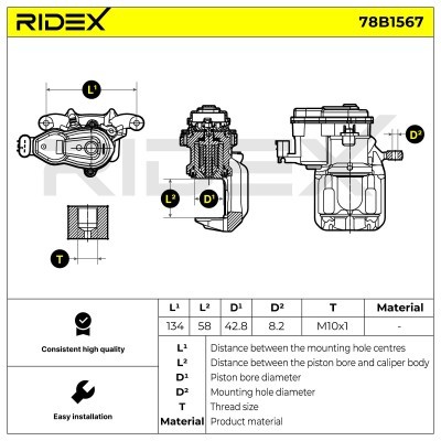 Brake Caliper RIDEX 78B1567 78B1567 - photo 6