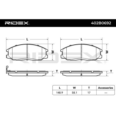 Brake Pads Set RIDEX 402B0692 402B0692 - photo 3
