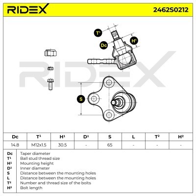 Ball Joint RIDEX 2462S0212 2462S0212 - photo 7