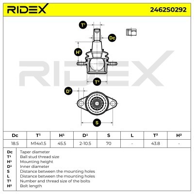 Ball Joint RIDEX 2462S0292 2462S0292 - photo 5