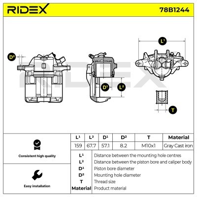 Brake Caliper RIDEX 78B1244 78B1244 - photo 5
