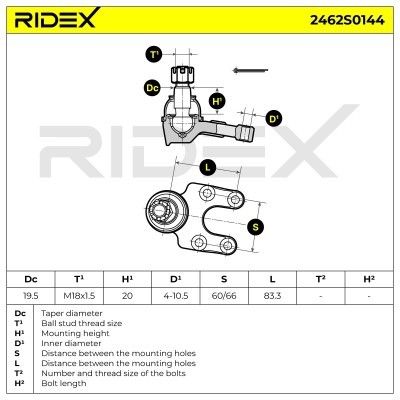 Ball Joint RIDEX 2462S0144 2462S0144 - photo 7