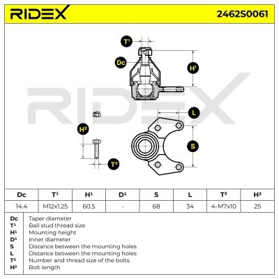 Ball Joint RIDEX 2462S0061 2462S0061 - photo 5