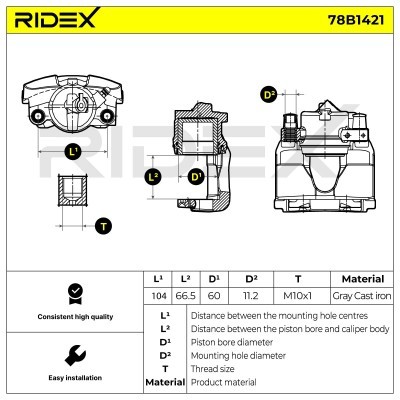 Brake Caliper RIDEX 78B1421 78B1421 - photo 6
