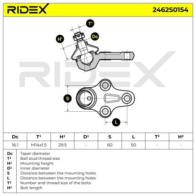 Ball Joint RIDEX 2462S0154 2462S0154 - photo 7