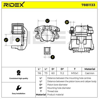 Brake Caliper RIDEX 78B1133 78B1133 - photo 6