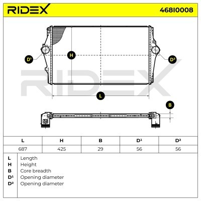 Intercooler, Charger RIDEX 468I0008 468I0008 - photo 7