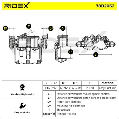 Brake Caliper RIDEX 78B2062 78B2062 - photo 3
