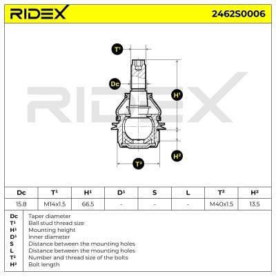 Ball Joint RIDEX 2462S0006 2462S0006 - photo 3