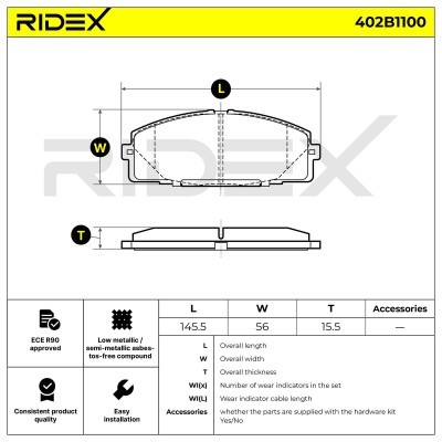 Brake Pads Set RIDEX 402B1100 402B1100 - photo 7