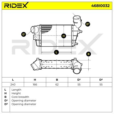Intercooler, Charger RIDEX 468I0032 468I0032 - photo 5