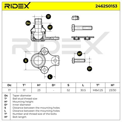 Ball Joint RIDEX 2462S0153 2462S0153 - photo 5