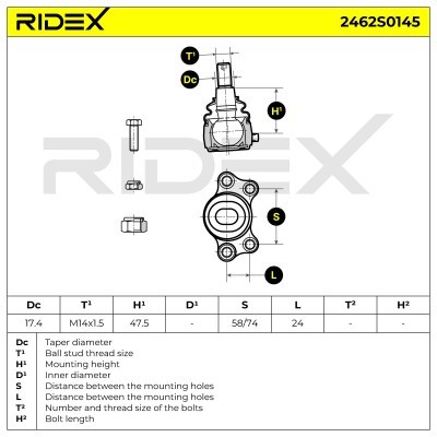 Ball Joint RIDEX 2462S0145 2462S0145 - photo 4