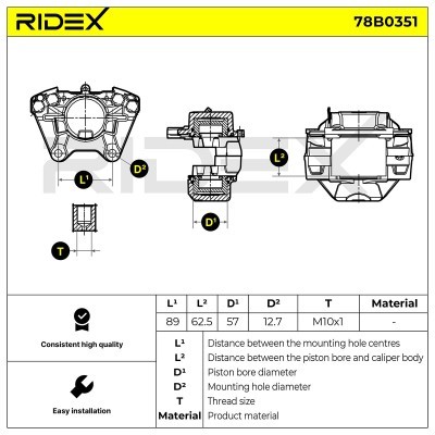 Brake Caliper RIDEX 78B0351 78B0351 - photo 5
