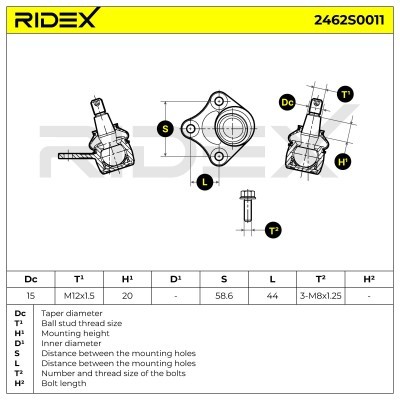Ball Joint RIDEX 2462S0011 2462S0011 - photo 3