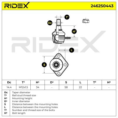 Ball Joint RIDEX 2462S0443 2462S0443 - photo 9