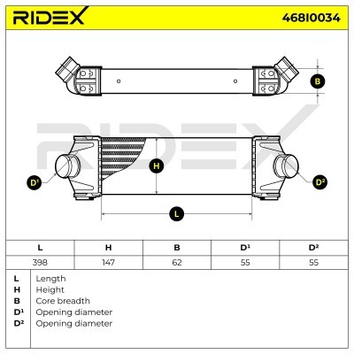 Intercooler, Charger RIDEX 468I0034 468I0034 - photo 6
