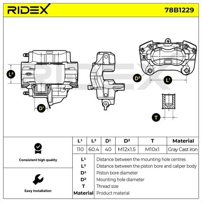 Brake Caliper RIDEX 78B1229 78B1229 - photo 7