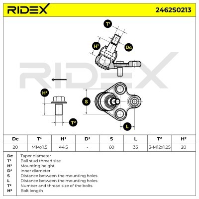 Ball Joint RIDEX 2462S0213 2462S0213 - photo 6