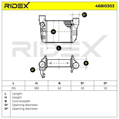 Intercooler, Charger RIDEX 468I0303 468I0303 - photo 6