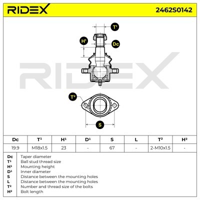 Ball Joint RIDEX 2462S0142 2462S0142 - photo 6