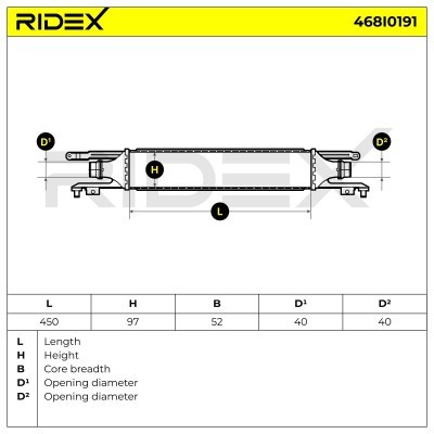 Intercooler, Charger RIDEX 468I0191 468I0191 - photo 6