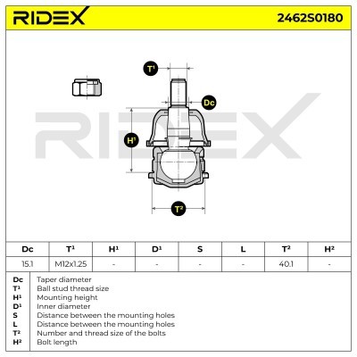 Ball Joint RIDEX 2462S0180 2462S0180 - photo 6