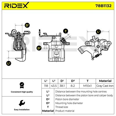 Brake Caliper RIDEX 78B1132 78B1132 - photo 6