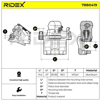 Brake Caliper RIDEX 78B0419 78B0419 - photo 2