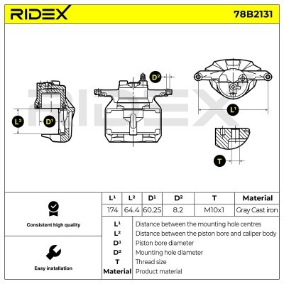 Brake Caliper RIDEX 78B2131 78B2131 - photo 6