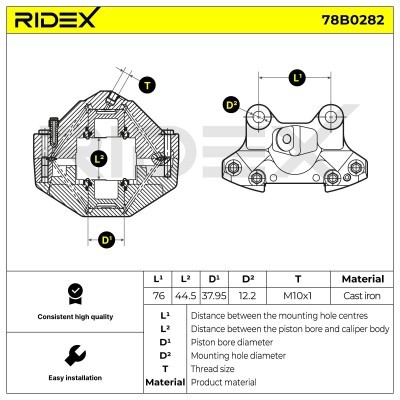Brake Caliper RIDEX 78B0282 78B0282 - photo 2