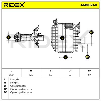 Intercooler, Charger RIDEX 468I0240 468I0240 - photo 7