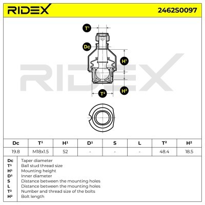 Ball Joint RIDEX 2462S0097 2462S0097 - photo 7