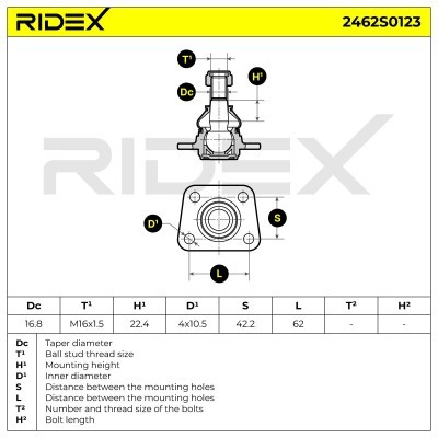 Ball Joint RIDEX 2462S0123 2462S0123 - photo 6