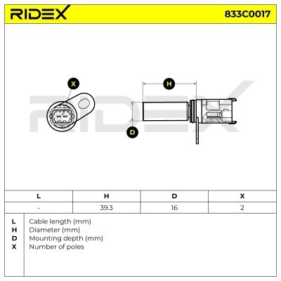 Crankshaft Pulse Sensor RIDEX 833C0017 833C0017 - photo 3