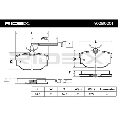 Brake Pads Set RIDEX 402B0201 402B0201 - photo 3
