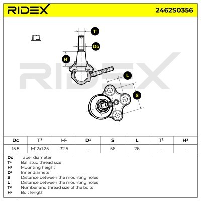 Ball Joint RIDEX 2462S0356 2462S0356 - photo 5