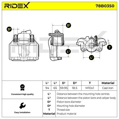 Brake Caliper RIDEX 78B0350 78B0350 - photo 5