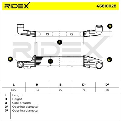Intercooler, Charger RIDEX 468I0028 468I0028 - photo 5