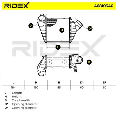 Intercooler, Charger RIDEX 468I0340 468I0340 - photo 5