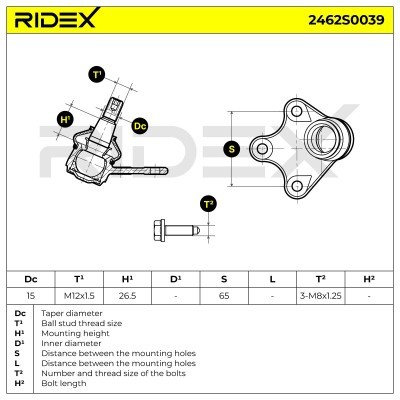 Ball Joint RIDEX 2462S0039 2462S0039 - photo 3