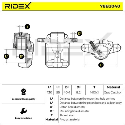Brake Caliper RIDEX 78B2040 78B2040 - photo 2