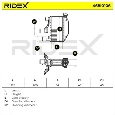 Intercooler, Charger RIDEX 468I0106 468I0106 - photo 8