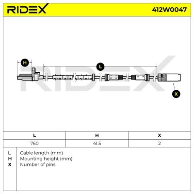 ABS Sensor RIDEX 412W0047 412W0047 - photo 6