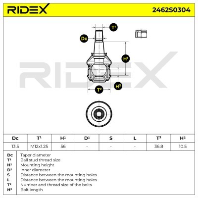 Ball Joint RIDEX 2462S0304 2462S0304 - photo 5