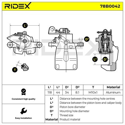 Brake Caliper RIDEX 78B0042 78B0042 - photo 5