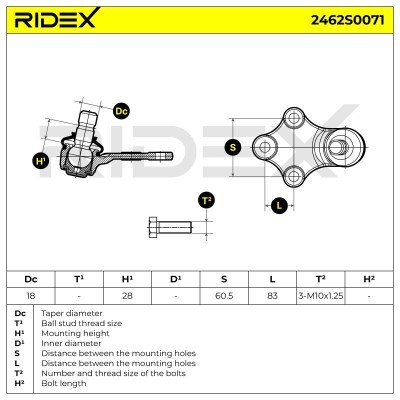 Ball Joint RIDEX 2462S0071 2462S0071 - photo 8