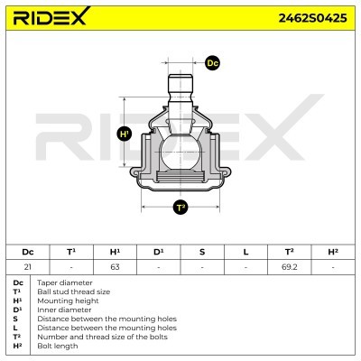 Ball Joint RIDEX 2462S0425 2462S0425 - photo 5
