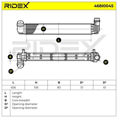 Intercooler, Charger RIDEX 468I0045 468I0045 - photo 7